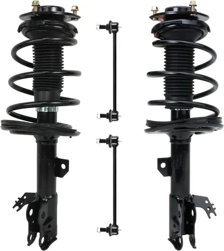 Miniatura 61 de Detroit Axle - Kit de 4 barras estabilizadoras delanteras para Ford F-150 2021 2022 2023 2024, 2 puntales con resorte helicoidal, 2 eslabones