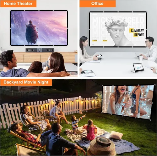 Miniatura 7 de Pantalla de proyector portátil Película de 120 pulgadas: Pantallas de proyección al aire libre 4K HD Plegable Antiarrugas Pared colgante