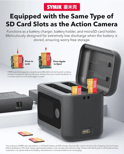 Miniatura 9 de Cargador de batería rápido para Insta360 X4 Air (no para X4), concentrador de cargador bidireccional inteligente de 27 W con pantalla LCD, muestra