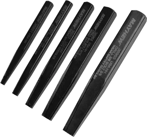 Mayhew Tools 37332 Juego de Extractores de Tornillos, 5 Piezas, Acabado de Óxido Negro