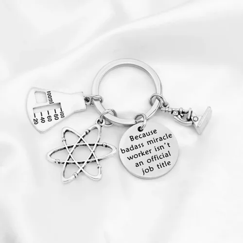 Miniatura 3 de Llavero de química biológica, microscopio átomo, química, joyería científica y regalo