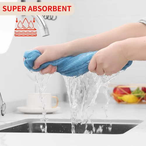 Miniatura 95 de Homaxy Trapos de cocina de 100% algodón, tejido de punto gofre, ultrasuaves, absorbentes y de secado rápido, 12 x 12 pulgadas, paquete de 6, blanco