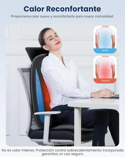 Miniatura 5 de COMFIER Shiatsu - Masajeador de espalda con calor, cojín de asiento de masaje de tejido profundo, almohadilla para silla de masaje para espalda