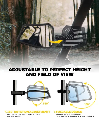 Miniatura 3 de Xprite Espejos Laterales UTV se Ajustan a Jaula de Barra Antivuelco de 1.75"-2 Pulgadas, Espejo Retrovisor de Aluminio Resistente con Soporte