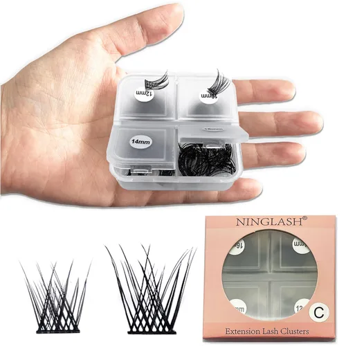 Miniatura 19 de Extensiones de pestañas naturales en racimo de pestañas finas de 0.315 a 0.472 pulgadas, racimos de pestañas cortas de aspecto natural, extensiones