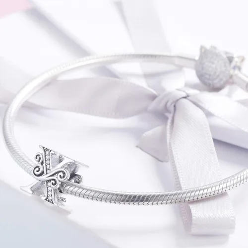Miniatura 62 de BETTY&SARAH dije de plata esterlina 925 con forma de letra, para pulseras Pandora, letra del alfabeto, joya, regalo para mujer