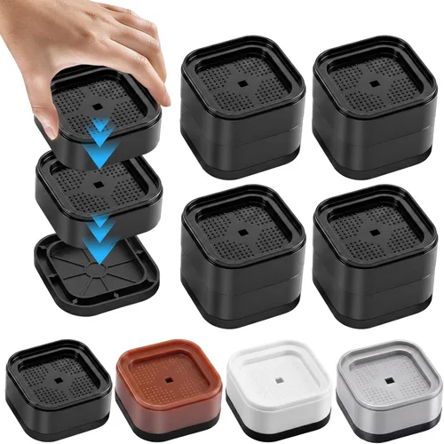 Furniture Risers Adjustable Bed Risers Heavy Duty Lifts Height 1", Square Stackable Bed Risers 1, 2 or 3 Inch for Desk Leg Table Couch Sofa Chair