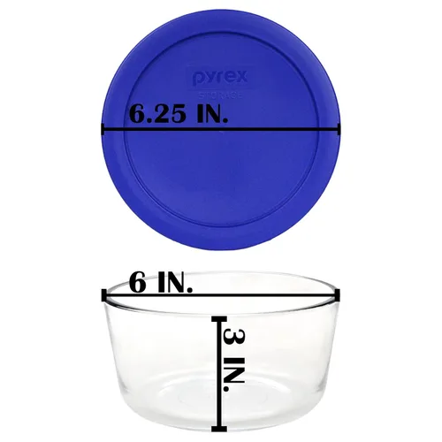 Miniatura 2 de Pyrex 7201 Cuencos de vidrio de 4 tazas y tapas azules cadete de 7201 piezas (paquete de 4) perfectos para preparación de comidas, organización
