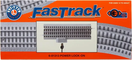 Miniatura 6 de Lionel FasTrack - Pista de bloqueo de potencia recta de calibre O de 10 pulgadas, modelo de 3 rieles con puerto enchufable para accesorios, pista