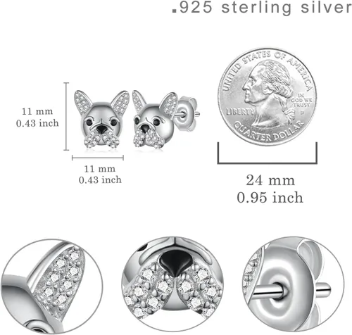 Miniatura 6 de SchnauzerMaltésBulldog francésCorgiLabradorYorkieChihuahua Aretes de plata de ley 925 para perro, joyería de perro, regalos para mujeres