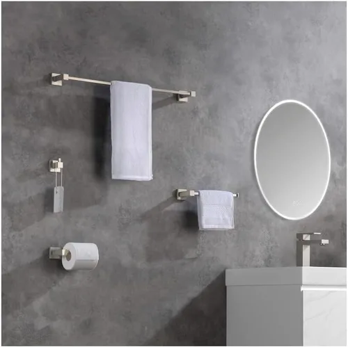 Miniatura 2 de KIBI Cube - Juego de accesorios de baño de 5 piezas, incluye toallero de 24 pulgadas, anillo para toallas, soporte para papel higiénico y ganchos