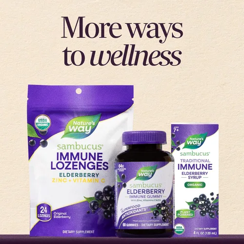 Miniatura 9 de Nature's Way Sambucus - Jarabe inmunológico tradicional de saúco, extracto de saúco negro altamente concentrado, apoyo inmunológico tradicional*