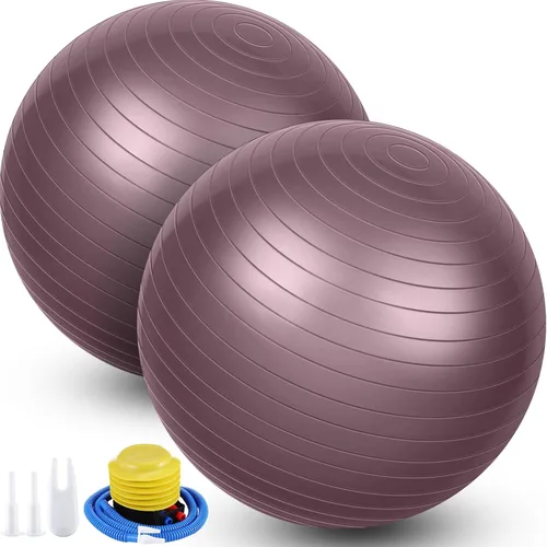 Miniatura 10 de Leyndo 2 pelotas de yoga grandes de 26 pulgadas, pelota de ejercicio antiestallido con bomba, 26 pulgadas/25.6 in para mejorar la postura