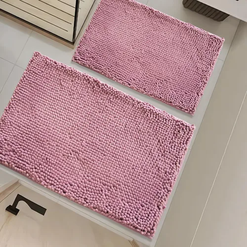 Miniatura 20 de Juego de alfombras de baño de 2 piezas, súper absorbente suave, gruesa, lavable en lavadora, alfombra de baño de chenilla antideslizante, alfombra