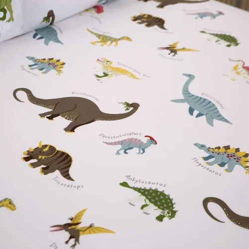 Miniatura 2 de MAG Sábana encimera individual de dinosaurio de solo 65 x 95 pulgadas, bonita sábana superior con estampado de dinosaurios de dibujos animados