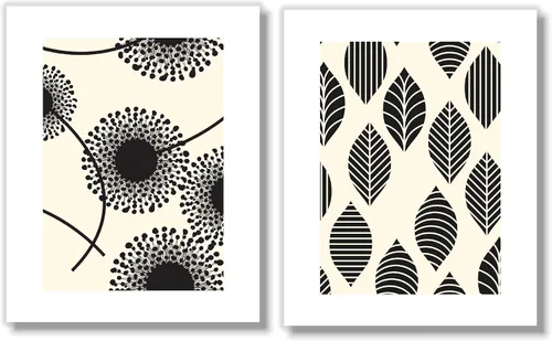 Miniatura 3 de Mid Century Modern Wall Art Prints - Botanical Abstract Pattern Wall Decor - (Set of 6) - 8x10 - Unframed (Black/Cream)