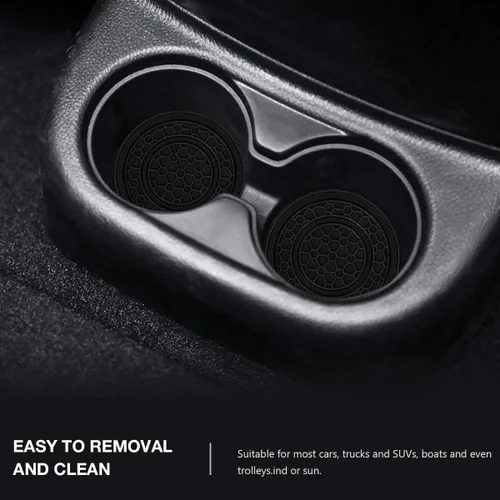Miniatura 4 de Auprite Portavasos para automóvil, paquete de 2 posavasos universales antideslizantes para automóvil, accesorios para el interior del automóvil Negro