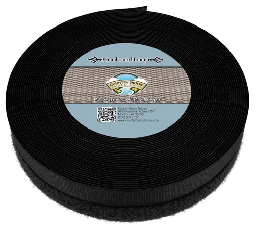 Miniatura 2 de Country Brook Design Cierre de gancho y bucle no adhesivo de 1 pulgada (negro, 10 yardas)