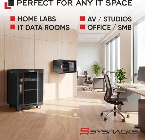 Miniatura 8 de Rack de servidor de laboratorio doméstico de montaje en pared 9U – Gabinete de red de bloqueo de 19 pulgadas, enrutador profundo de 18 pulgadas