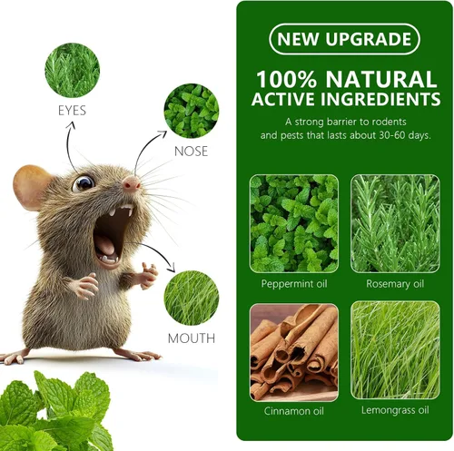 Miniatura 3 de Repelente de roedores para ratones, paquete de 24 unidades, aceite de menta y limón, repelente de ratones para ratas ardillas, plagas de araña