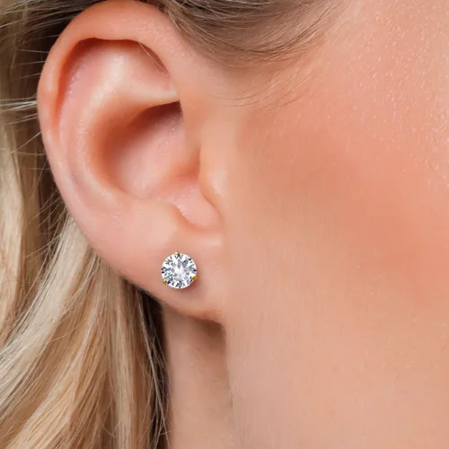 Miniatura 209 de Gem Stone King Aretes de Martini de oro amarillo de 14 quilates Aretes de tuerca de 3 puntas para mujeres y hombres Redondos de 0.236 pulgadas