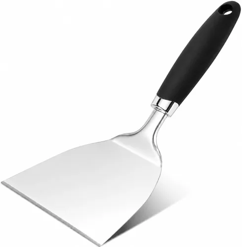 Miniatura 9 de Espátula de pescado de acero inoxidable 304, delgada y flexible ranurada con mango ergonómico antideslizante, espátula de metal para peces, huevos