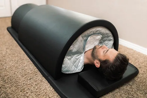 Miniatura 8 de 1Love domo de sauna con terapia infrarroja lejana, con alfombrilla infrarroja, cápsula de sauna personal con cobertura completa de 360 grados