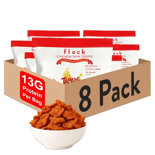 Miniatura 11 de Flock Chips de piel de pollo Keto – Sabor original, bajo en carbohidratos, alto en proteínas, chips crujientes de pollo sin gluten, aperitivo Keto
