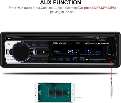 Miniatura 8 de PolarLander Radio de coche audio USB/SD/MP3 receptor Bluetooth manos libres con control remoto negro 1 DIN