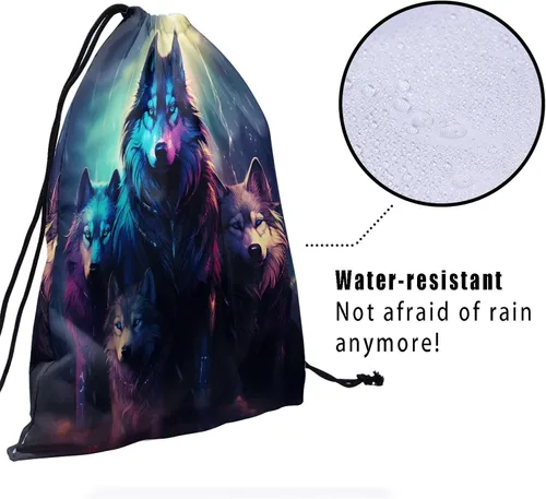 Miniatura 200 de Bolsa de agarre de gimnasia de piel de animal, bolsa de gimnasia con cordón ajustable, bolsa de cuerda para fauna silvestre, Mariposas Galaxy