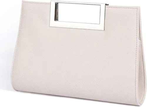 WALLYNS Bolso de mano para mujer piel sintética pajilla fiesta de noche agarre de metal con correa de cadena para el hombro