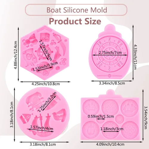 Miniatura 3 de Molde de silicona con temática pirata, moldes para fondant, brújula de chocolate, monedas del tesoro, molde de caramelo para cupcakes, decoración
