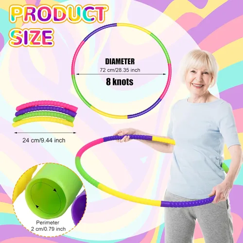 Miniatura 3 de Libima 16 piezas de aro de color de juguete para niños, aros de plástico de colores ligeros desmontables ajustables para juegos de fiesta, baile