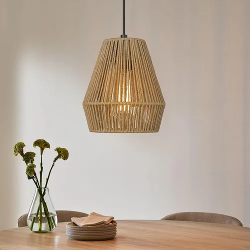 ELYONA Luces colgantes tejidas, lámpara colgante de ratán rústico de 7 pulgadas, pantalla ajustable tejida a mano, lámparas colgantes bohemias para