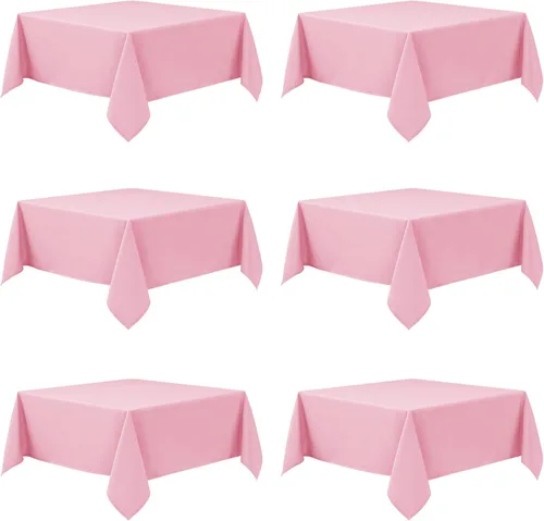 Miniatura 24 de Paquete de 6 manteles negros para mesas cuadradas, 54 x 54 pulgadas, tela de poliéster resistente a las manchas para mesas de 2 pies, manteles