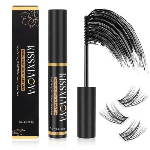 Miniatura 8 de KISSXIAOYA Pegamento de pestañas en racimo para extensiones de pestañas individuales, pegamento de pestañas súper fuerte, impermeable, pegamento