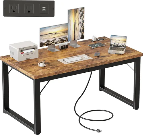 Miniatura 20 de Mericonia Escritorio para computadora de 40 pulgadas, escritorio ejecutivo moderno y grueso, mesa de escritura simple resistente para el hogar, roble