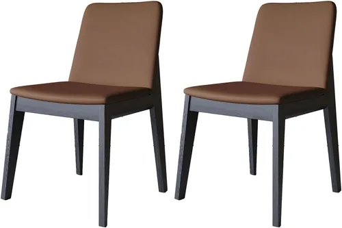 Miniatura 13 de Sillas de comedor tapizadas gruesas, sillas de cocina modernas de madera sólida, sillas de comedor tapizadas de cuero con marco minimalista, muebles