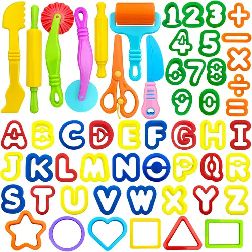 Miniatura 9 de Kit de herramientas de masa, 9 piezas básicas de arcilla y masa para niños, incluye rodillo, rodillos, tijeras de seguridad, extrusora de masa