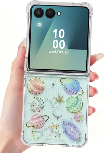 Miniatura 25 de Funda para Samsung Galaxy Z Flip 3 con purpurina, bonita funda transparente con diseño, brillante, reflectante, con destellos, cubierta de teléfono