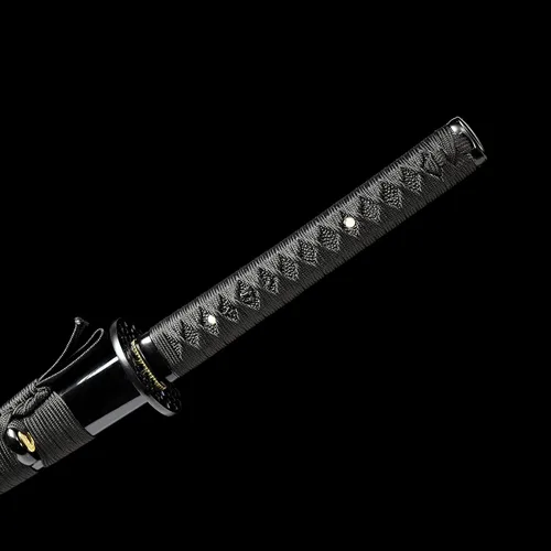 Miniatura 5 de Espada JIHPEN, Katana negra, espada samurái de espiga completa, afilada, hoja de acero de resorte con vaina negra - 41 pulgadas, variedad de estilos