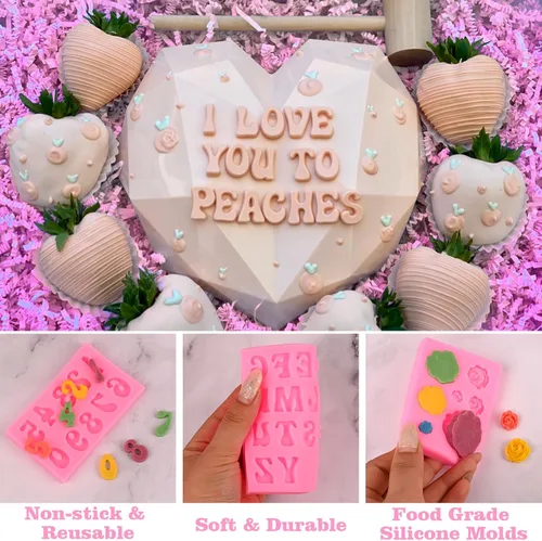 Miniatura 2 de Actvty Moldes de Silicona con Letras para Chocolate, 5 Piezas Moldes de Chocolate del Alfabeto en Mayúsculas y Minúsculas y Moldes de Fondant