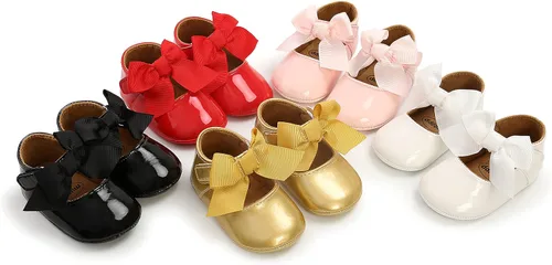 Miniatura 2 de WILLFUN Zapatos planos Mary Jane para bebé niña, diseño floral, vestido de princesa, zapatos de cuna antideslizantes para los primeros pasos