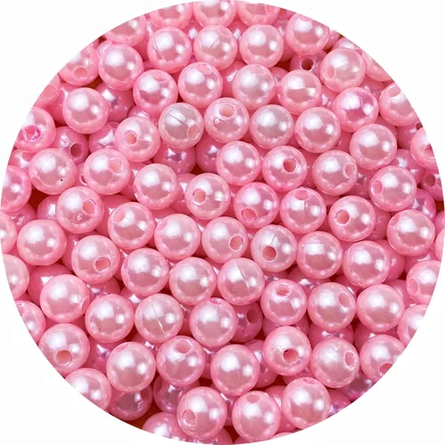 Miniatura 13 de 300 cuentas de perlas para manualidades, perlas de resina de 0.315 pulgadas para hacer joyas, cuentas redondas sueltas con agujero para collares