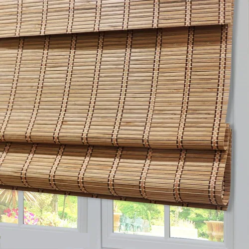 Miniatura 3 de Cortinas romanas de madera para ventana, cortinas de bambú opacas forradas, fácil instalación para el hogar y el jardín, patrón 1