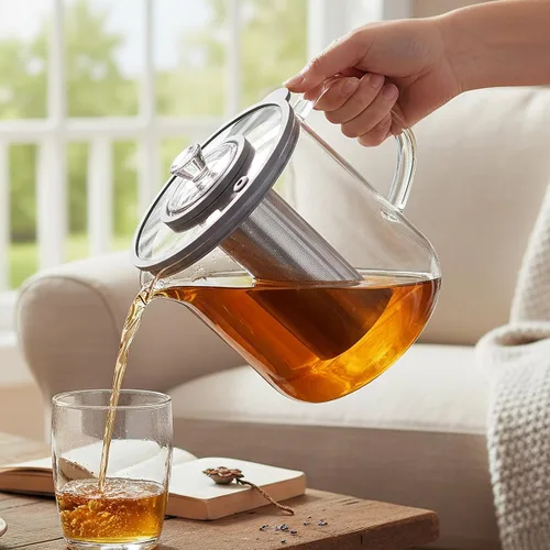 Miniatura 3 de Aquach Tetera de vidrio de 68 onzas con infusor – Apta para estufa y lavavajillas, tetera de vidrio de borosilicato sin plástico para té de hojas