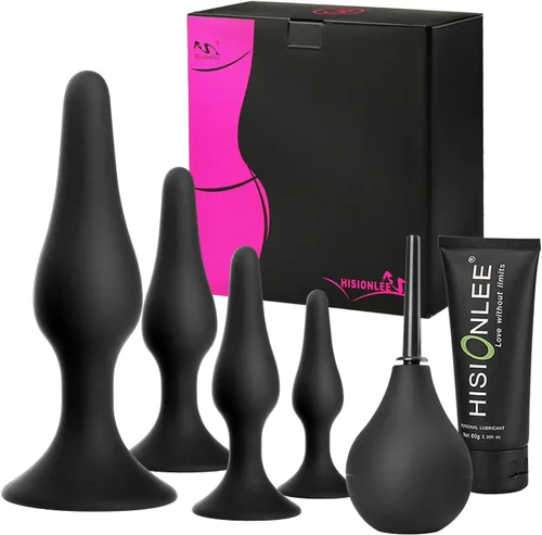 Hisionlee? Juguete sexual 4 unidades. Juego de tapones anales de silicona médica Sensuality Sex Dolls, Hision10002, no, Negro, 4