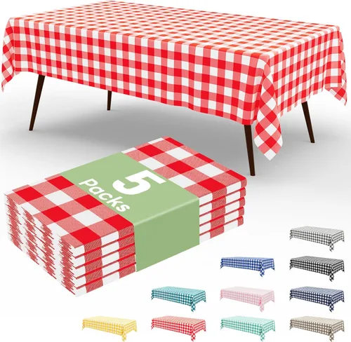 Miniatura 47 de misaya 3 paquetes de manteles desechables de búfalo, mantel de plástico impermeable de 54 x 72 pulgadas, manteles rectangulares a cuadros caqui