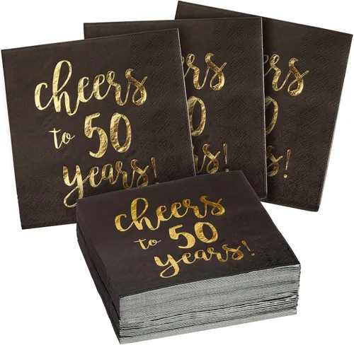 Miniatura 8 de BLUE PANDA Servilletas de cóctel con texto en inglés «Cheers to 60 Years» – Servilletas de fiesta de 60 cumpleaños – Decoración de 60 aniversario