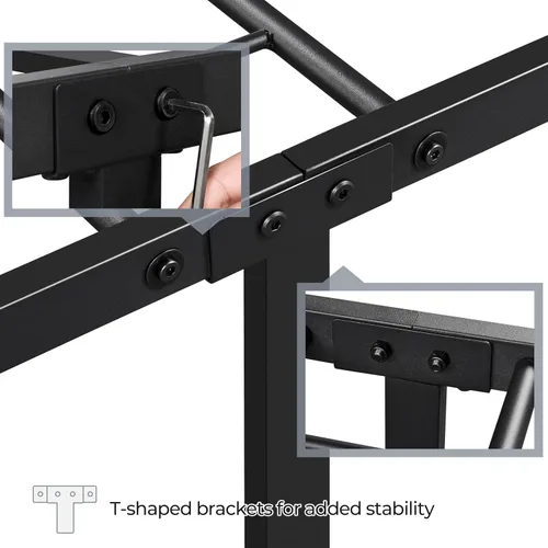 Miniatura 8 de Yaheetech Juego de 2 bases de cama de metal tamaño individual XL, base de colchón con cabecera y estribo, cama de metal con almacenamiento debajo